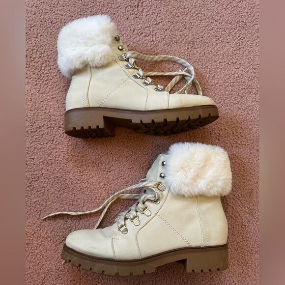 Esprit Women's 8 Fur-Trimmed Lace Up Boots - Picture 1 of 5